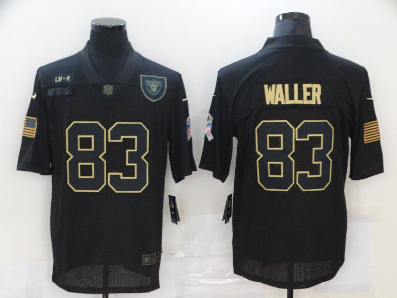 Men Oakland Raiders #83 Waller Black gold lettering 2020 Nike NFL Jersey